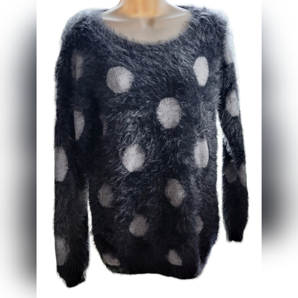 Joseph A Long Sleeve Eyelash Polka Dot Sweater Size Med - Picture 1 of 4